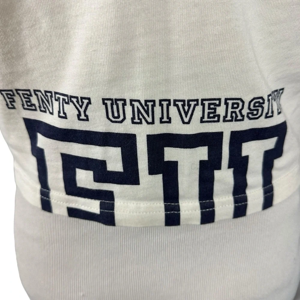 Puma X Fenty University Cropped Vintage Tee in Cream Large Rhianna Baby Tee - Picture 11 of 16